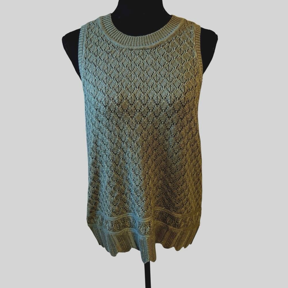 Grey Collective Sleeveless Sweater XL Green Acrylic Blend Relaxed Fit Knitted